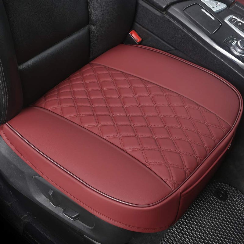 Black Panther 1 Piece PU Car Seat Cover Front Seat Protector Compatible with 90% Vehicles,Embroidery,Anti-Slip & Full Wrapping Bottom W55cm*D54cm(21.65''*21.26'') (1Piece,Burgundy) - Image 1